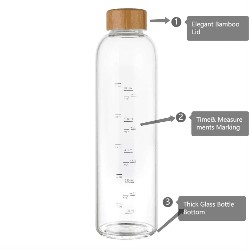 Borosilicate Glass Bottle with Bamboo Lid, image 4
