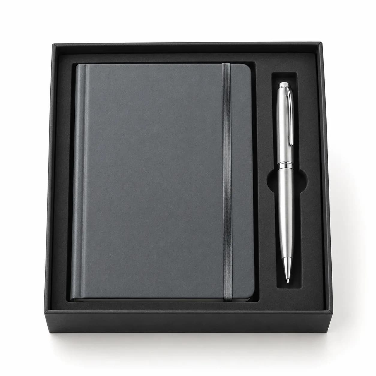 Grey notebook and pen pack