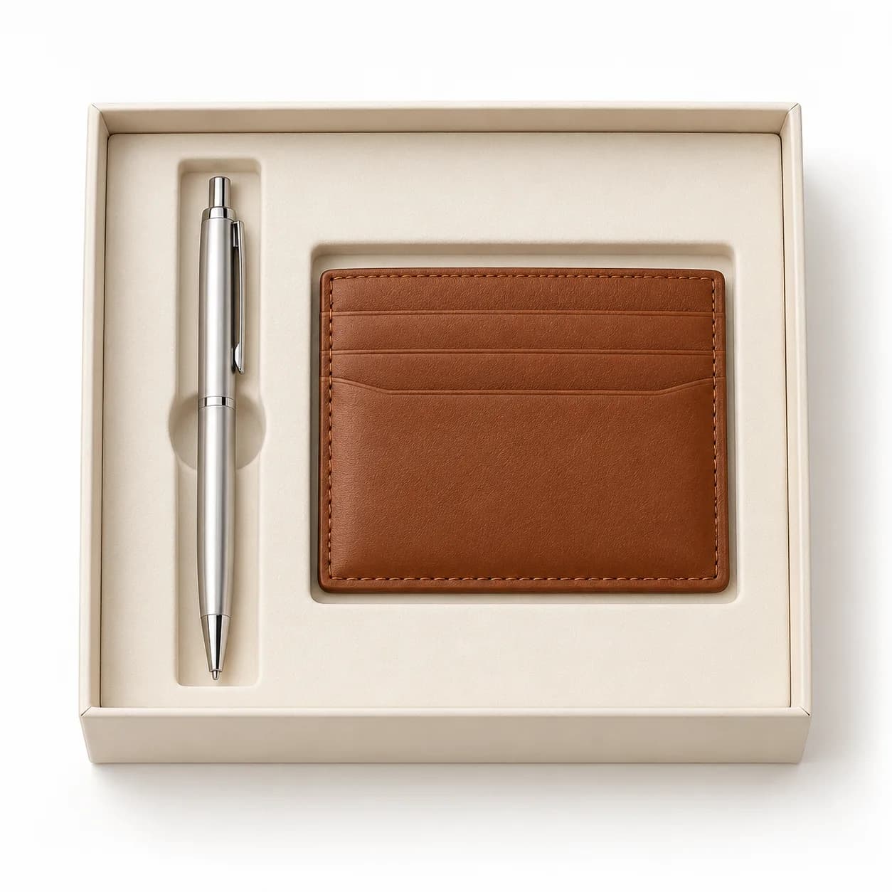 Pen and tan card holder pack