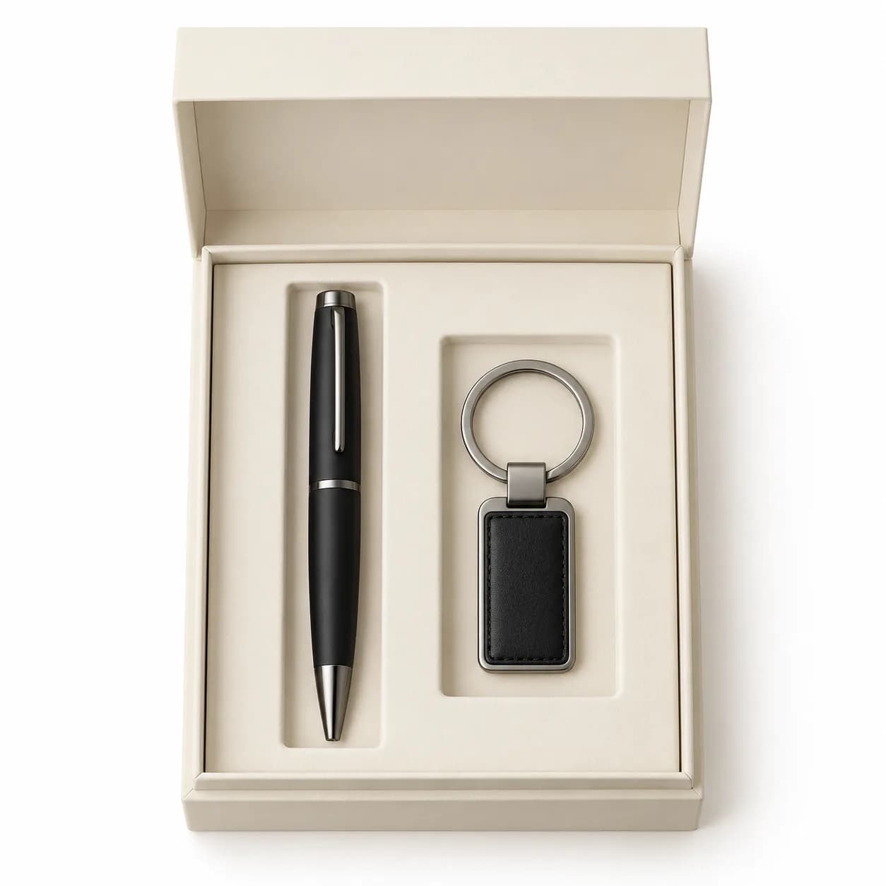 Black pen and keyring duo