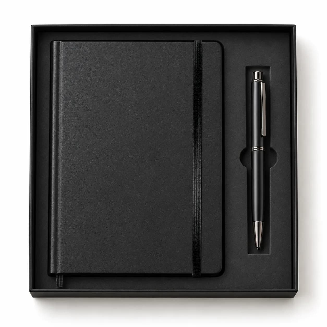 Black notebook and pen duo