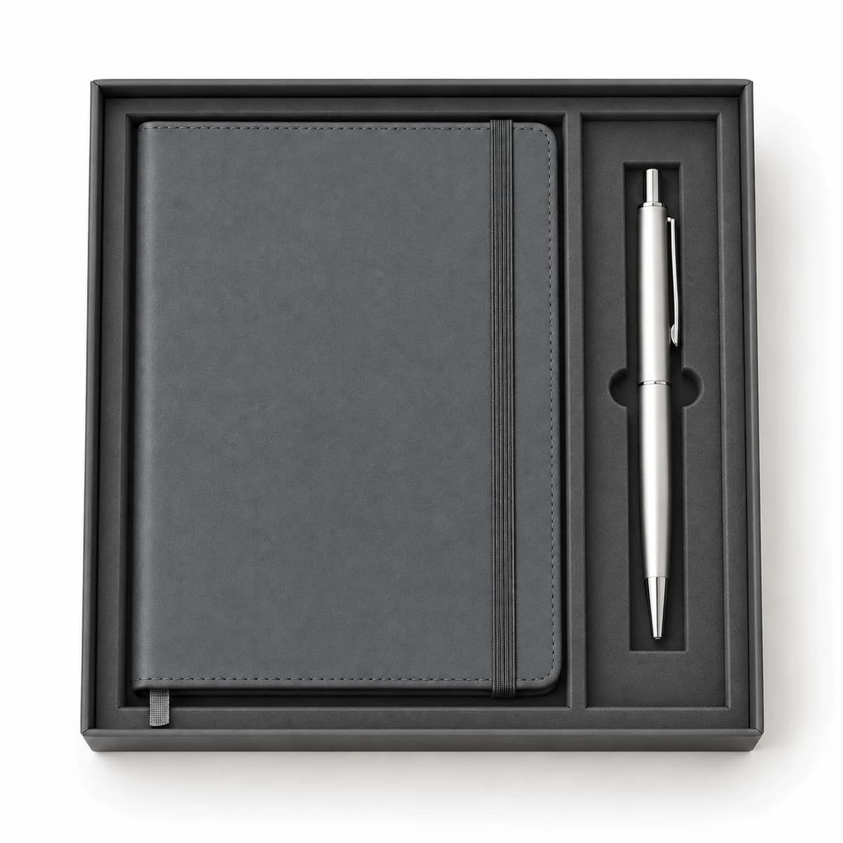 Grey notebook and pen pack