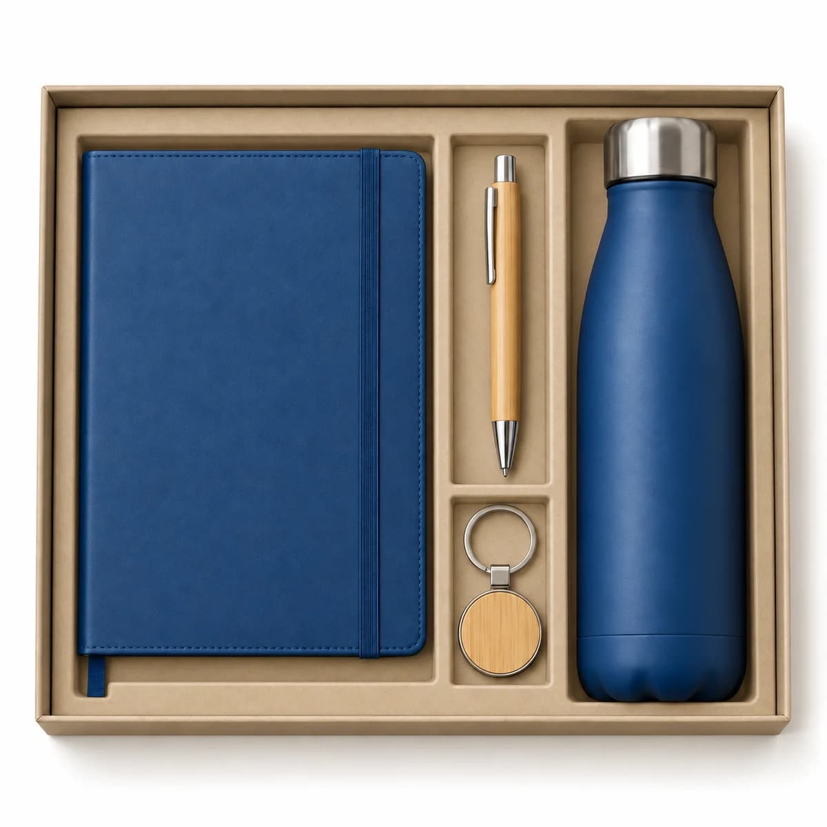 Blue pack with wooden details