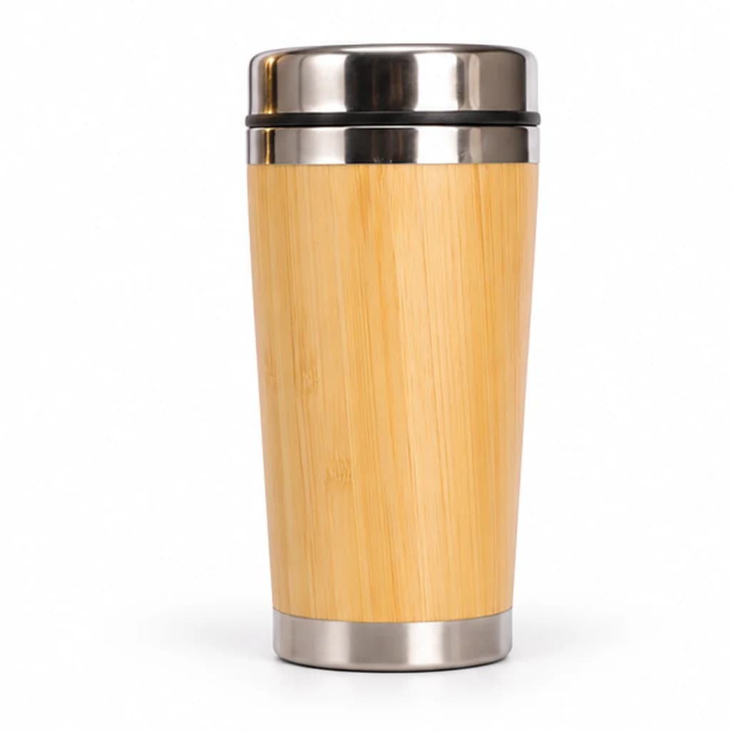 Bamboo and steel tumbler
